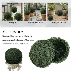 15inch Artificial Grass Ball Decoration Fake Lifelike Boxwood Plant Model Realistic Faux Hanging Display Home Cabinet Greenery Ornament