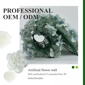 Wholesale Sky Blue Flower Wall Custom Roll Up Artificial Flower Wall Backdrop for Indoor Outdoor Decor 8ft*8ft Flower Wall Decor