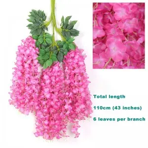 45 inch /3.7ft Wisteria Artificial Flower Bushy Silk Vine Ratta Hanging Garland Decoration Wisteria Flowers