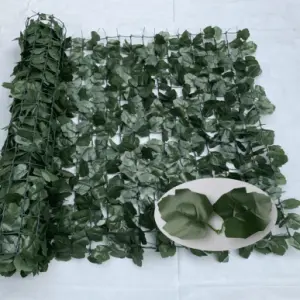 Expanding PE laurel leaf willow trellis plastic leaf fence Vertical Expandable Faux Ivy Privacy Fence garden decrative hedges