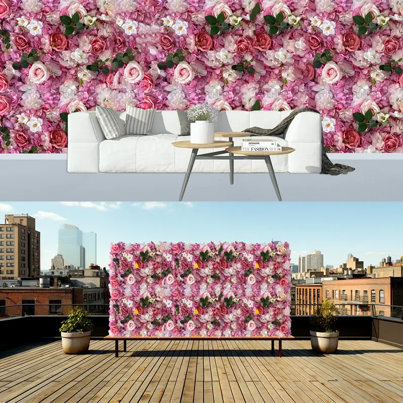 Artificial Flower Wall Backdrop Panels Rose Wedding Backdrop 3D Floral Wall for Party Baby Shower Bridal Wedding Background Decor Featured Image