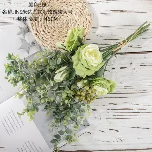 Rose Eucalyptus Wedding Bouquet Table Decoration Flower Artificial Flower Bouquet