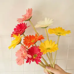Real Touch Artificial PU Gerbera Daisy Flower Bouquet Home Wedding Decoration Table Centerpiece Artificial Flower