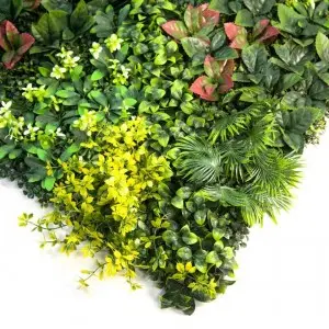 Home Wedding Indoor Faux Tropical Foliage Boxwood Hedges Vertical Artificial Silk Plastic Green Grass Plant Wall Decor