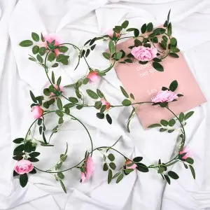 Artificial Flower Garland 12 White Rose Hanging Flowers Garland 90inch Garland Realistic Vine for Home weddinggardenDecoration