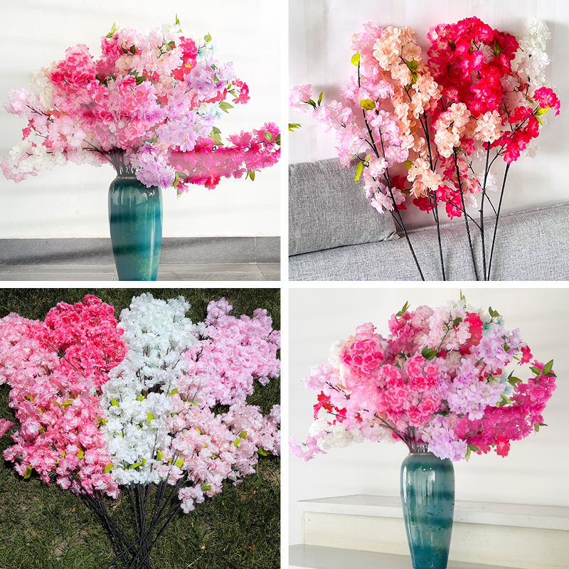 Artificial Tree Flowers Cherry Blossom Branches with leaf for Wedding Decoration Featured Image