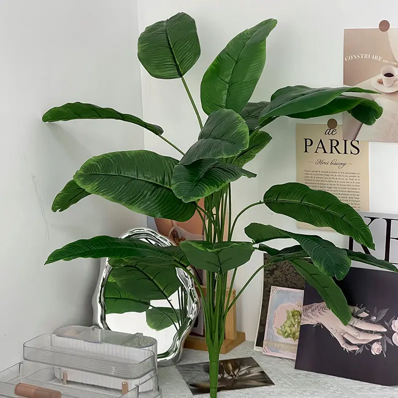Tropical Faux Palm Tree and Monstera Leaves Artificial Floral Arrangement for Birthday Plastic Material for Indoor Decor Featured Image