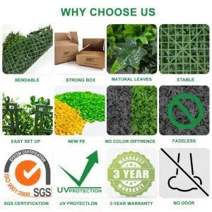 Artificial Plant Wall Vertical Garden Plastic Plant Hedge Wall Boxwood Hedge Panel for Home Decoration