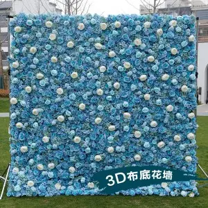 Custom 5D 3D White Rose Hydrangea Roll Up Cloth Flower Wall Wedding Decor Artificial Silk Rose Flower Panel Backdrop Flower Wall