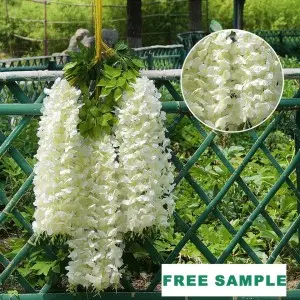 45 inch /3.7ft Wisteria Artificial Flower Bushy Silk Vine Ratta Hanging Garland Decoration Wisteria Flowers