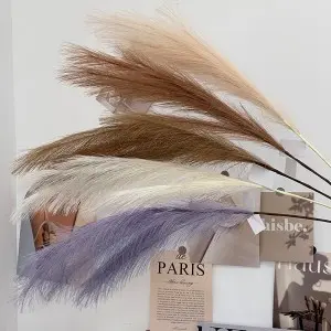 Faux Pampas Grass Decor 32”/80cm Tall Artificial Large Pompous Pompas Floral Fluffy Fake Plants Floor Vase Filler for Wedding Kitchen Home Boho Decorations