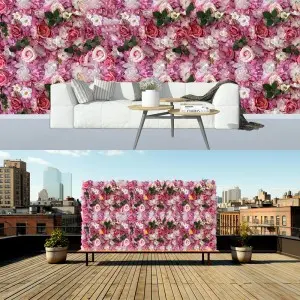 Artificial Flower Wall Backdrop Panels Rose Wedding Backdrop 3D Floral Wall for Party Baby Shower Bridal Wedding Background Decor