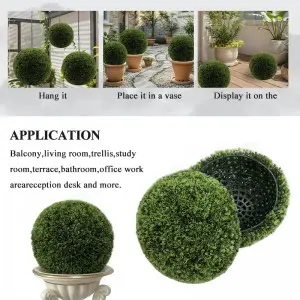 2 PCS 16.2 Inch Boxwood Balls ,4 Layers Artificial Plant Topiary Ball, UV Resistant Artificial Topiary Ball for Outdoor/Indoor, Front Porch, Wedding, Christmas Décor
