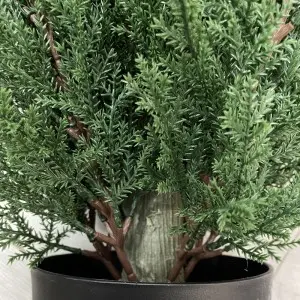 Artificial Cedar Topiary Trees for Outdoors Potted Fake Cypress Trees Faux Evergreen Plants for Home Porch Decor Set of 2