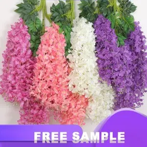 45 inch /3.7ft Wisteria Artificial Flower Bushy Silk Vine Ratta Hanging Garland Decoration Wisteria Flowers
