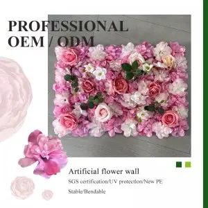 Artificial Flower Wall Backdrop Panels Rose Wedding Backdrop 3D Floral Wall for Party Baby Shower Bridal Wedding Background Decor