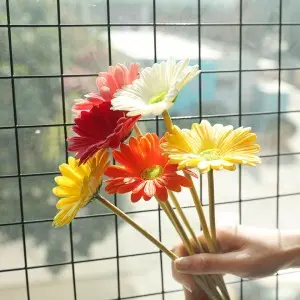 Real Touch Artificial PU Gerbera Daisy Flower Bouquet Home Wedding Decoration Table Centerpiece Artificial Flower