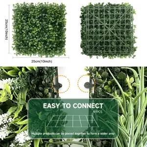 10″x10″ Grass Wall,12PCS Artificial Boxwood Panels,4 Layers Plant Wall, Greenery Wall Backdrop,Privacy Hedge Screen,Green Wall Decor for Outdoor Garden and Indoor Home Wedding