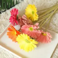 Real Touch Artificial PU Gerbera Daisy Flower Bouquet Home Wedding Decoration Table Centerpiece Artificial Flower