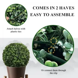 Artificial Plant Boxwood Topiary Balls UV Protected Faux Plants Decorative Balls for Outdoor Patio Garden Balcony
