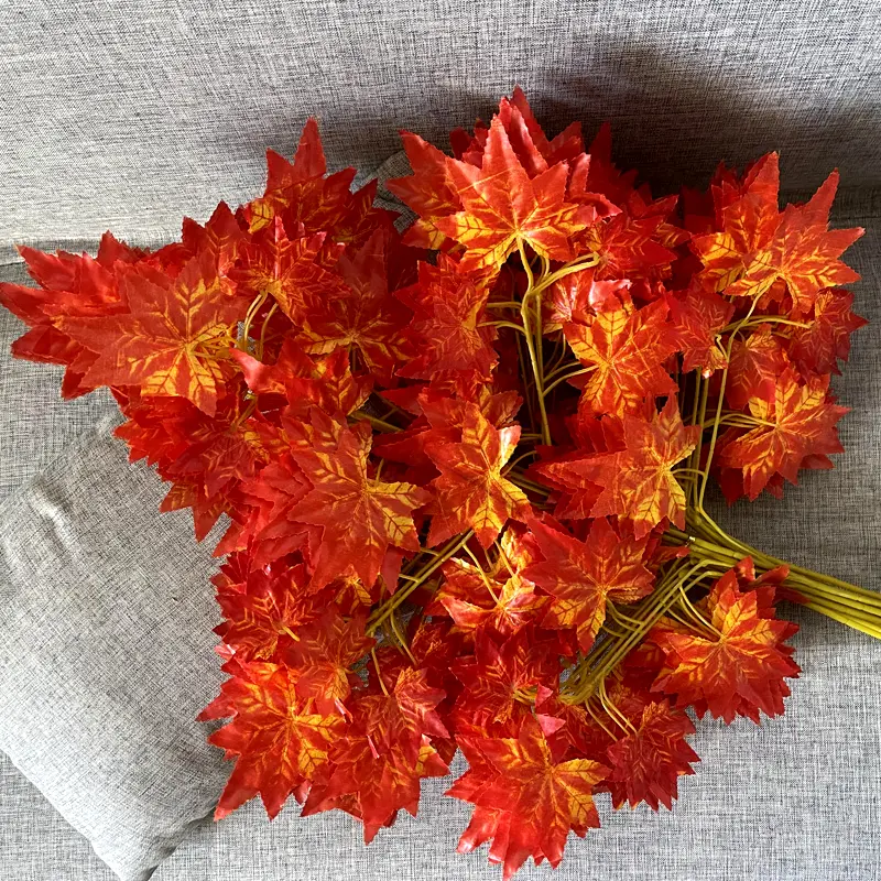 Artificial Maple Leaf Branch Fall Plastic Leaves Green Home Festival Wedding Decoration Featured Image